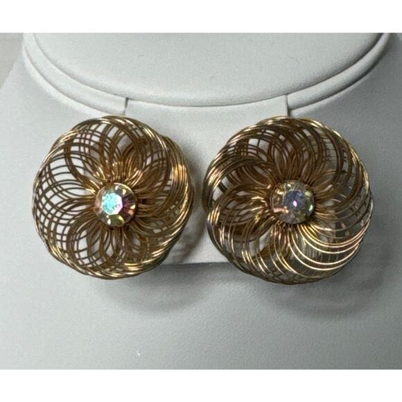 Vintage Stamped SAC Earrings Clip On wire with gemstone in the middle - Picture 14 of 15